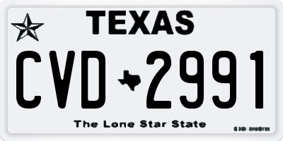 TX license plate CVD2991