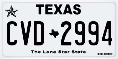 TX license plate CVD2994