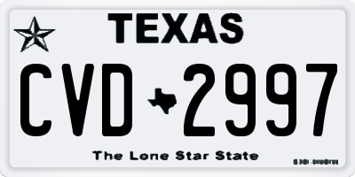 TX license plate CVD2997