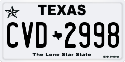 TX license plate CVD2998