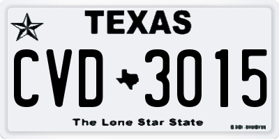 TX license plate CVD3015