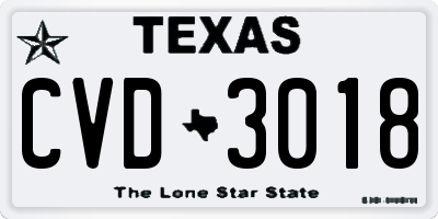 TX license plate CVD3018