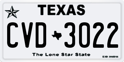 TX license plate CVD3022