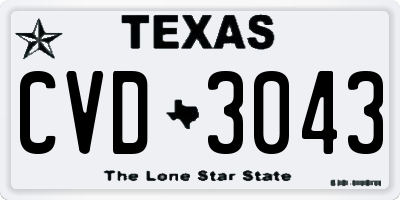 TX license plate CVD3043