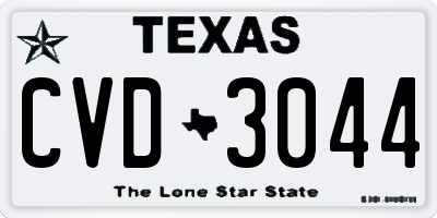 TX license plate CVD3044