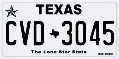 TX license plate CVD3045