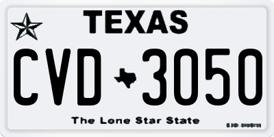 TX license plate CVD3050