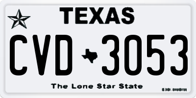 TX license plate CVD3053