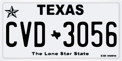 TX license plate CVD3056