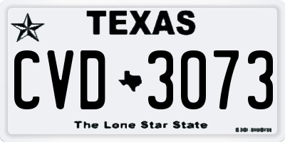 TX license plate CVD3073