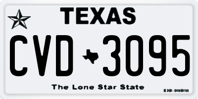 TX license plate CVD3095