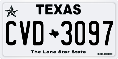 TX license plate CVD3097