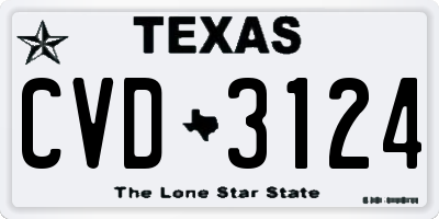 TX license plate CVD3124