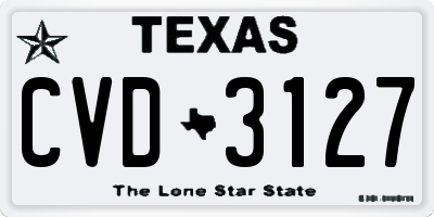 TX license plate CVD3127