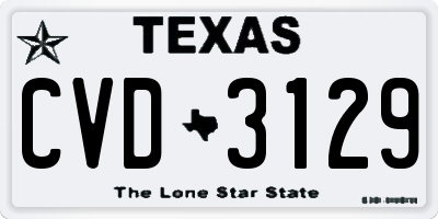 TX license plate CVD3129