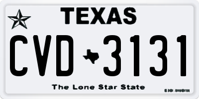 TX license plate CVD3131