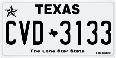 TX license plate CVD3133