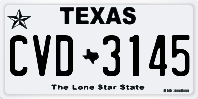 TX license plate CVD3145