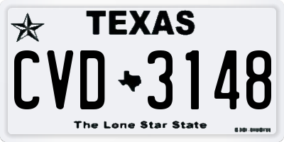 TX license plate CVD3148
