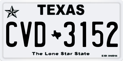 TX license plate CVD3152