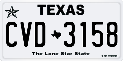 TX license plate CVD3158