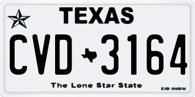 TX license plate CVD3164