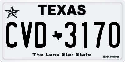 TX license plate CVD3170