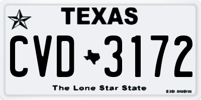 TX license plate CVD3172