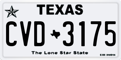 TX license plate CVD3175