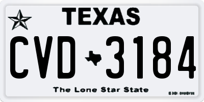 TX license plate CVD3184