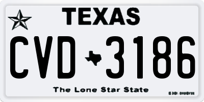 TX license plate CVD3186
