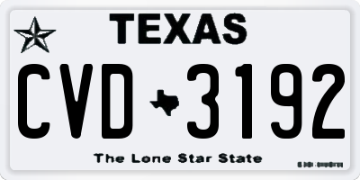 TX license plate CVD3192