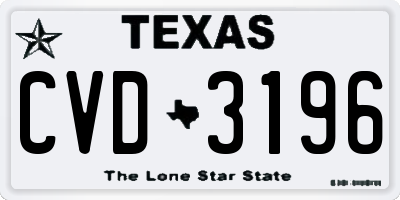 TX license plate CVD3196