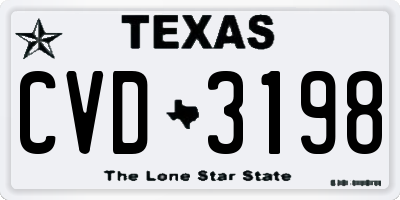 TX license plate CVD3198