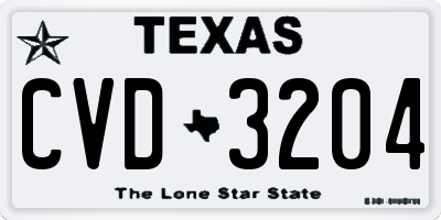 TX license plate CVD3204