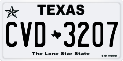 TX license plate CVD3207