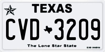 TX license plate CVD3209