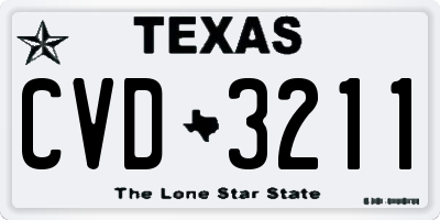 TX license plate CVD3211