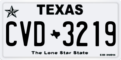 TX license plate CVD3219