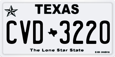 TX license plate CVD3220