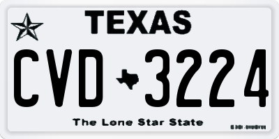 TX license plate CVD3224