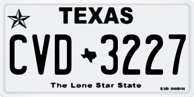 TX license plate CVD3227