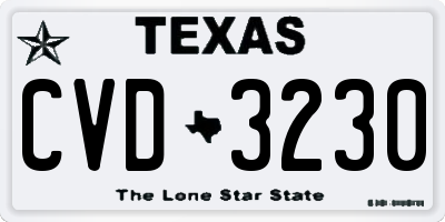 TX license plate CVD3230