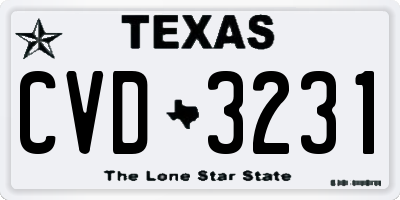 TX license plate CVD3231
