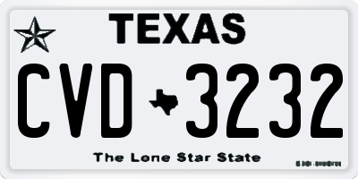 TX license plate CVD3232