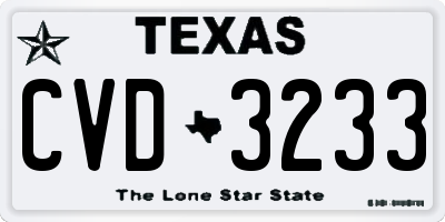 TX license plate CVD3233