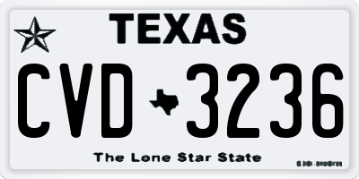 TX license plate CVD3236