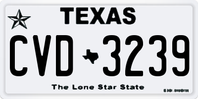 TX license plate CVD3239