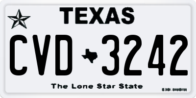 TX license plate CVD3242