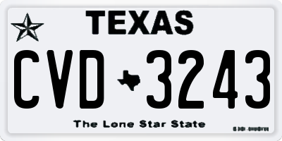 TX license plate CVD3243